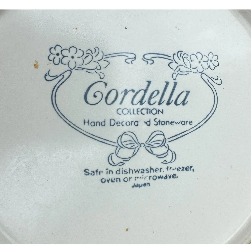 Cordella Bluet Salad Plates Collection Hand Decorated Stoneware Floral Set of 4